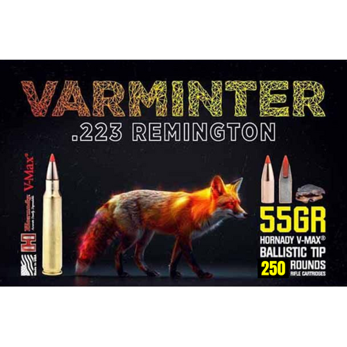 Red Earth 223 Rem 55gr Hornady V-Max Ammunition - 250 Pack - REA223HVMAX-250PK