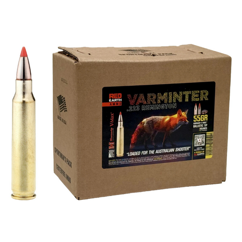 Red Earth 223 Rem 55gr Hornady V-Max Ammunition - 500 Pack - REA223HVMAX