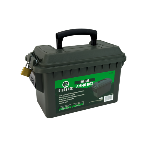 Ridgetek .50Cal Ammo Box with Padlock - OD Green - RL10122