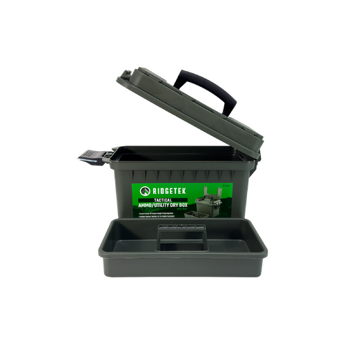 Ridgetek Utility Dry Storage Box with Tray and Padlock - OD Green - RL10661