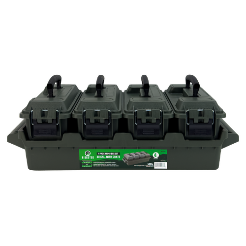 Ridgetek 4-Box .30Cal Ammo Crate with Padlock - OD Green - RL10687