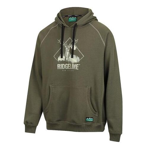 Ridgeline Contrast Stitch Hoodie Forest L  - RLCHDCSFR3