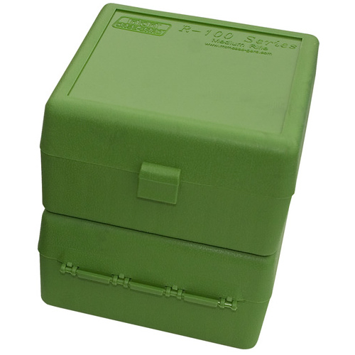 MTM Rifle Ammo Box - 100 Round Flip-Top 22-250 243 Win 308 Win 220 Swift - Green RM-100-10