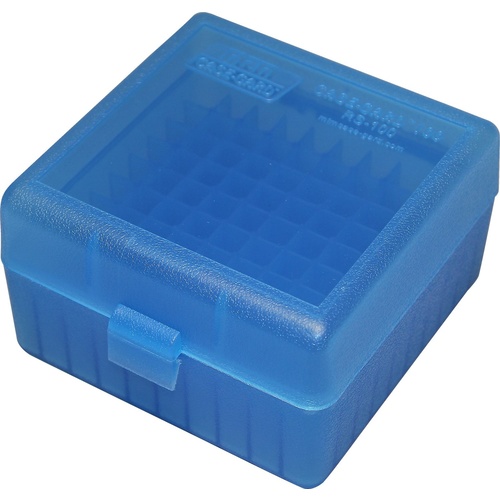 MTM Rifle Ammo Box - 100 Round Flip-Top 223 Rem 204 Ruger 6x47 - Blue RS-100-24