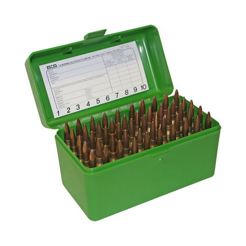 MTM Rifle Ammo Box - 50 Round Flip-Top 223 Rem 204 Ruger 6x47 - Green RS-50-10
