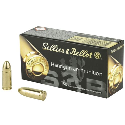 Sellier & Bellot 9mm Luger 124 grain FMJ 50 Round Pack V310492