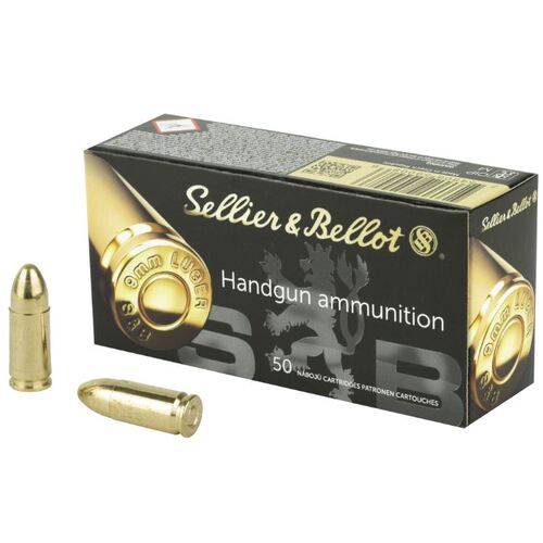 Sellier & Bellot  9mm Luger 124 grain FMJ 50 Round Pack V310492
