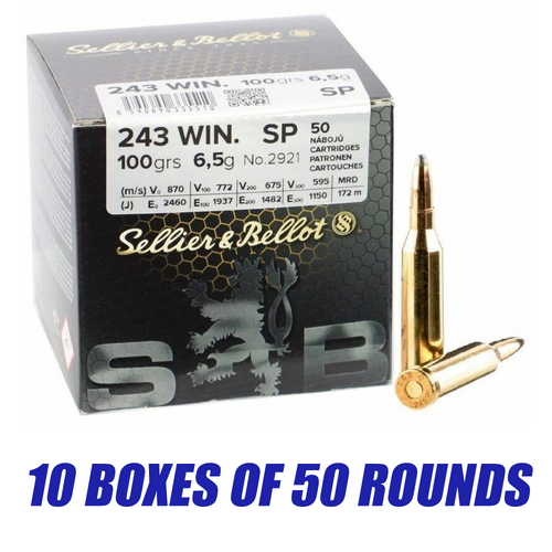 Sellier & Bellot 243 Winchester 100gr SP 500 Round Pack - V335512-500PK