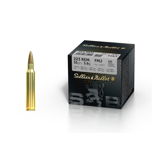 Sellier & Bellot 223 Remington 55 grain FMJ No. 2903 100 Round Pack V341872