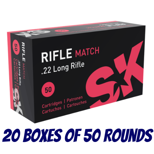 SK 22LR Rifle Match 40gr LRN 1000pk - 20 Boxes of 50 Rounds - SK420108
