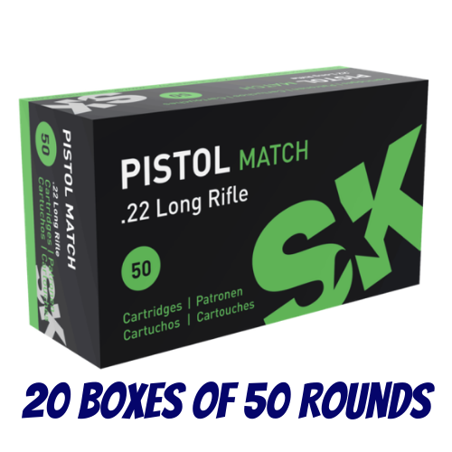SK 22LR Pistol Match 40gr LRN - 1000pk - 20 Boxes of 50 Rounds - SK420114