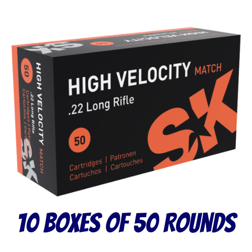 SK 22LR High Velocity Match 40gr LRN - 500pk - 10 Boxes of 50 Rounds - SK420137