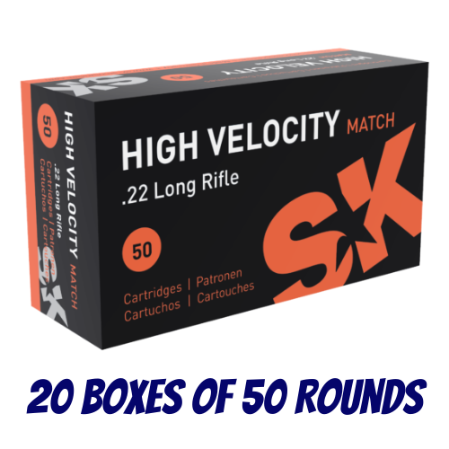 SK 22LR High Velocity Match 40gr LRN - 1000pk - 20 Boxes of 50 Rounds - SK420137