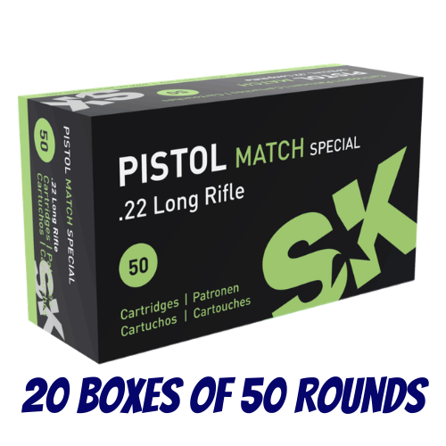 SK 22LR Pistol Match Special 40gr LRN - 1000pk - 20 Boxes of 50 Rounds - SK420144