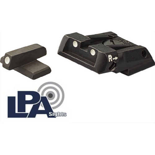 LPA SPS Adjustable Sight Set H&K P30, P45, SFP9, VP9, VP9 Striker Steel White Dot - SPS01HK30