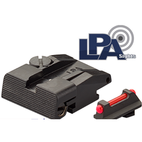 LPA SPS Adjustable Target With Fiber Optic Front Sight Set Walther PPQ, P99, PPQM2 - SPS15WA6F