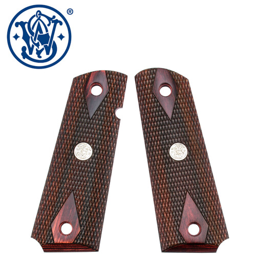 Smith & Wesson 1911 Government Grips, Checkered Rosewood w/Medallions