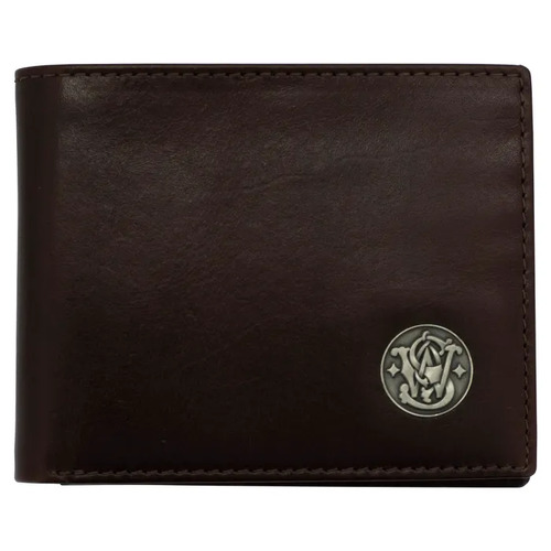 Smith & Wesson Mens Genuine Leather Bifold Wallet - Brown