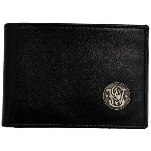 Smith & Wesson Mens Genuine Leather Front Pocket Wallet - Black