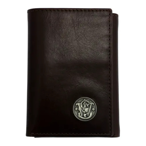 Smith & Wesson Mens Genuine Leather Trifold Wallet - Brown