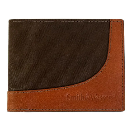 Smith & Wesson Mens Wax Canvas Bifold Wallet - Brown