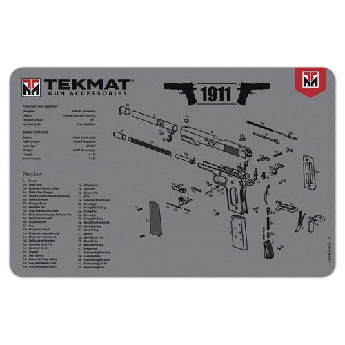 TekMat 1911 Gun Cleaning Mat - Grey - TEK-R17-1911-GY