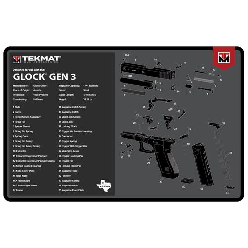 TekMat Glock Gen 3 Gun Cleaning Mat - TEK-R17-GLOCK-G3
