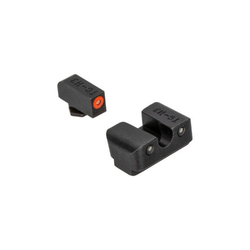 Truglo Tritium Pro Fiber Optic Handgun Night Sight For Low Glock Pistols - Orange With U-Notch Black Steel  TG231G1C