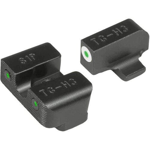 Truglo Tritium Pro High Set Handgun Night Sights Fits Sig Sauer 6/8 - White Focus Lock Ring Glows-in-the-dark  TG231S2W