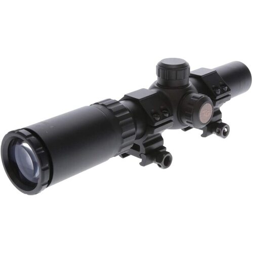 Truglo Turkey 1-4x24 Cir Mt Rifle Scope With 30mm Rings Mount - Circle Duplex Reticle Matte Black  TG8514BC