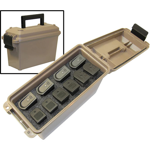 MTM Tactical Mag Can -for 10 Double Stacked Handgun Mags in Dark Earth - TMCHG
