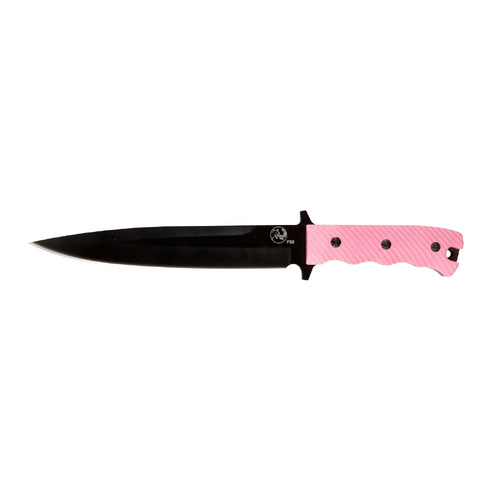 Tassie Tiger Pig Sticker Hunting Knife - Pink G10 Handle - TTKBPP8