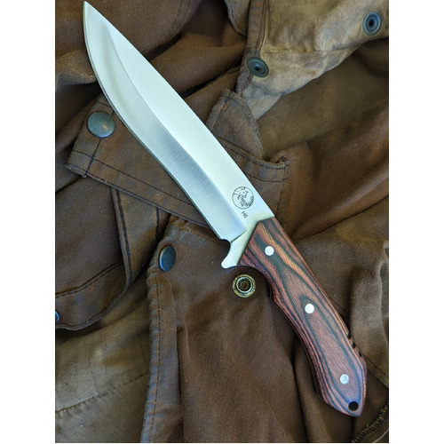 Tassie Tiger Fixed Blade Hunting Knife - Wood Handle - TTKH6W
