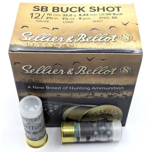 Sellier & Bellot 12ga 2-3/4" 32g 00 Buckshot 9-Pellet - 25 Pack - V212782