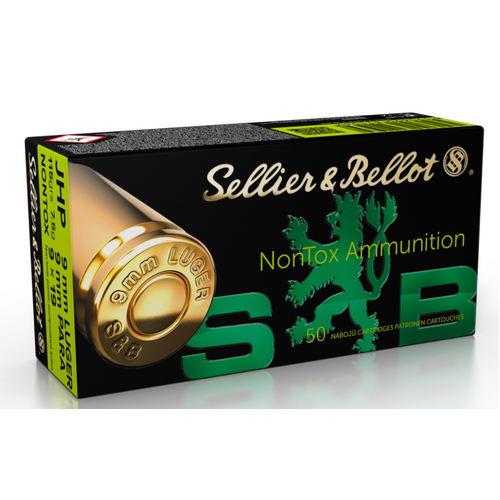 Sellier & Bellot 9mm Luger 115 grain JHP Non-Tox Ammo 50 Round Pack - V310542