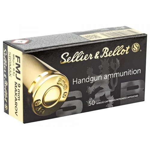 Sellier & Bellot 9mm Makarov 95 grain FMJ Ammo 50 Round Pack - V310912