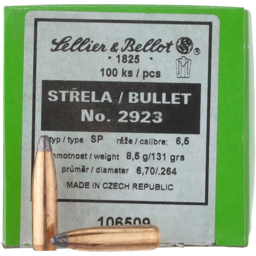 Sellier & Bellot .264 (6.5 mm) Cal 131 gr SP Projectiles 100 pack - V338522