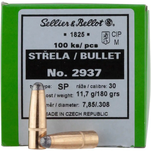 Sellier & Bellot .30 (7.62mm) Cal 180 gr SP Projectiles 100 pack - V339072