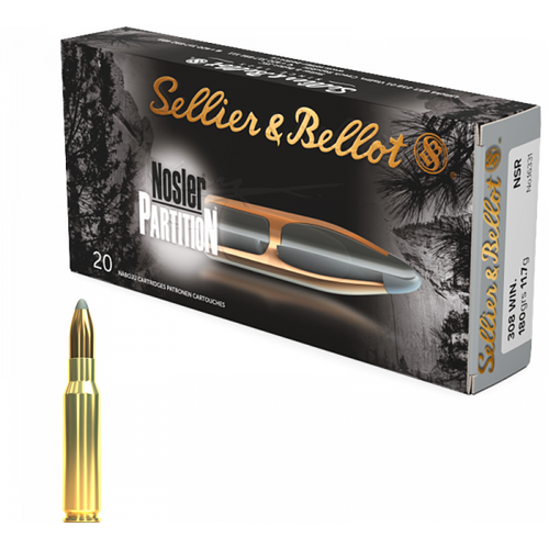 Sellier & Bellot 308 Winchester 180 grain NSR Nosler Partition Ammo 20 Round Pack - V340272