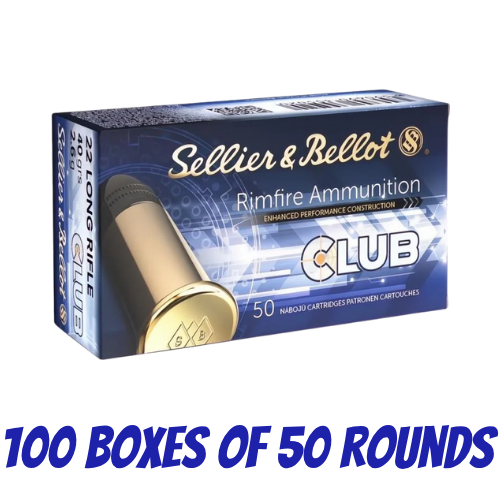 Sellier & Bellot 22 Long Rifle SB Club 40 grain LRN Ammo 5000 Round Pack - V355297