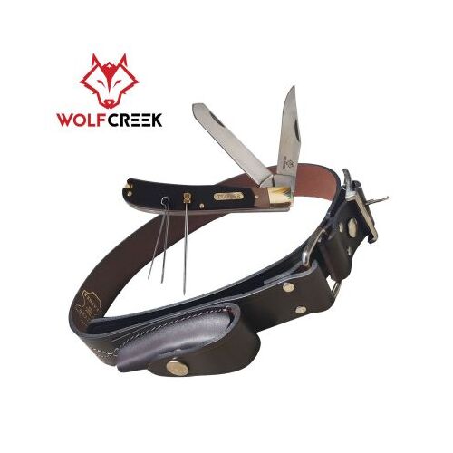 Wolf Creek Leather Stockman's Belt, Size 50 with Trapper Knife - WC-8973-SB50